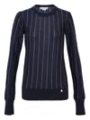 Stella Mccartney Pinstripe-pattern Round-neck Sweater In Blue