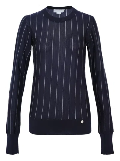 Stella Mccartney Pinstripe-pattern Round-neck Sweater In Blue