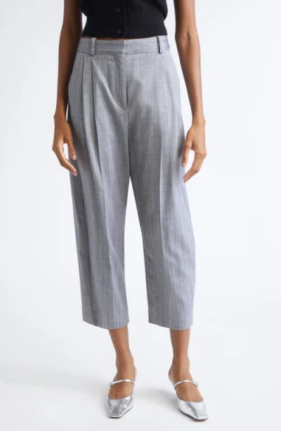 Stella Mccartney Pinstripe Pleated Crop Trousers In Black