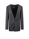 Stella Mccartney Grey Collarless Jacket In Grey