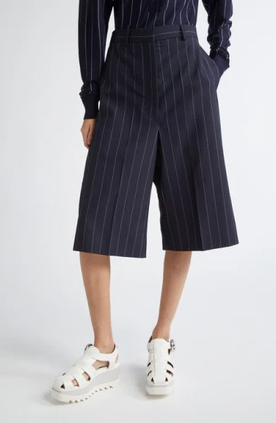 Stella Mccartney Pinstripe Wide Leg Culotte Pants In Ink