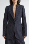 Stella Mccartney Pinstripe Wool One-button Blazer In Ink