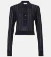 Stella Mccartney Womens Polo Striped Wool-knit Top Ink White In Black