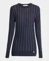 Stella Mccartney Pinstripe-pattern Round-neck Sweater In Ink White