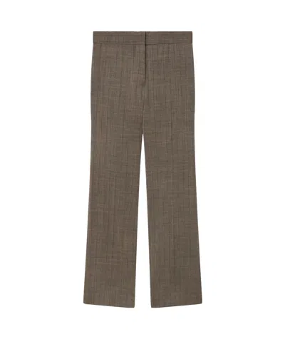 Stella Mccartney Pinstriped Mélange Straight-leg Trousers In Green