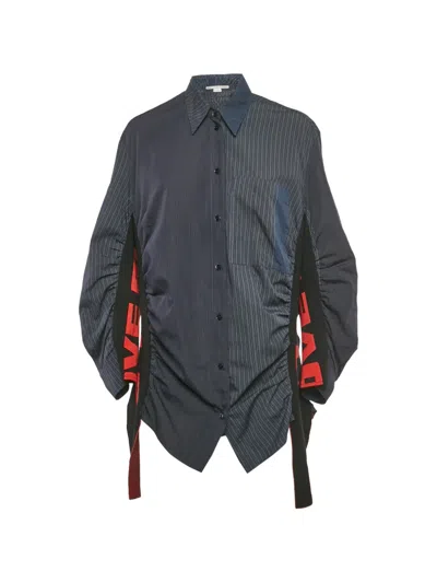 Pre-owned Stella Mccartney Pinstriped Panel Top In Blue