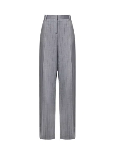 Stella Mccartney Pinstriped Pleated Trousers In Gray