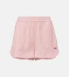 Stella Mccartney Silk Stripe Monogram Shorts In Pink