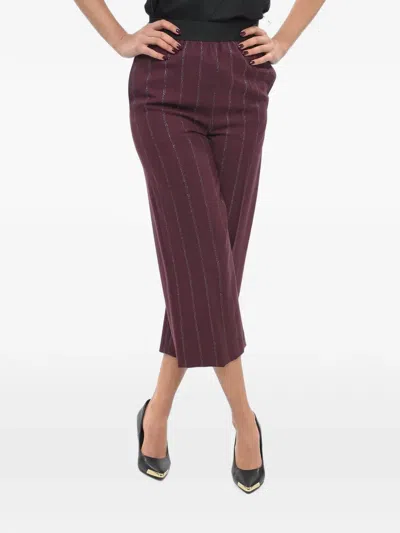 Stella Mccartney Pinstripe-pattern High-rise Trousers In Burgundy