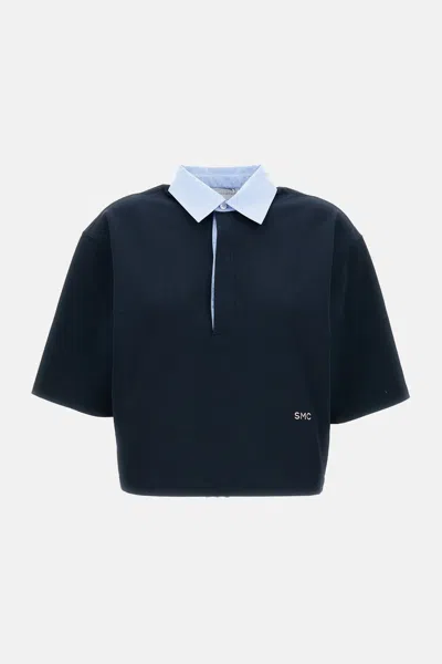 Stella Mccartney Piquet Polo Cropped T-shirt In Black