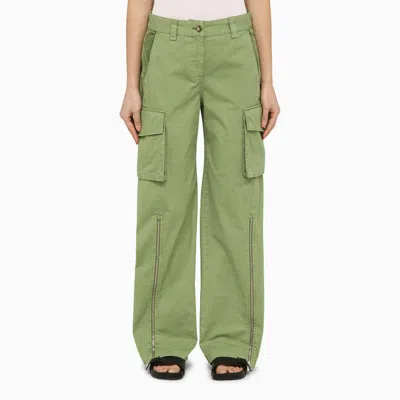 Stella Mccartney Pistachio-coloured Cotton Cargo Trousers In Green