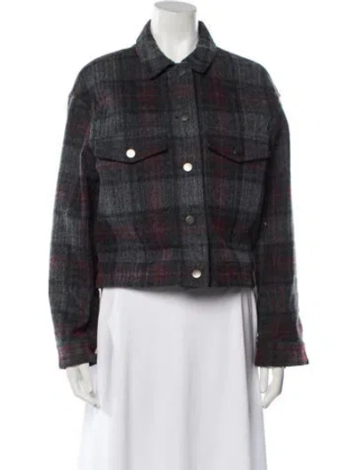 Pre-owned Stella Mccartney Plaid Print Denim Jacket In Gray