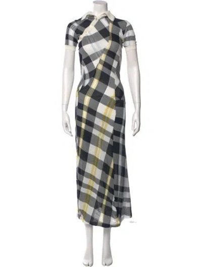 Pre-owned Stella Mccartney Plaid Print Long Dress In Blue