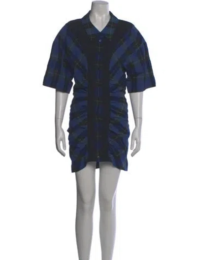 Pre-owned Stella Mccartney Plaid Print Mini Dress In Blue