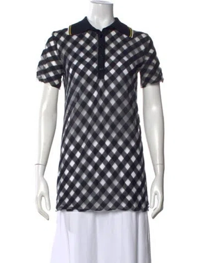 Pre-owned Stella Mccartney Plaid Print Short Sleeve Polo In Blue