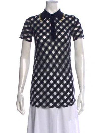 Pre-owned Stella Mccartney Plaid Print Short Sleeve Polo In Blue/white/yellow