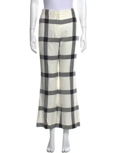Pre-owned Stella Mccartney Plaid Print Wide Leg Pants In White