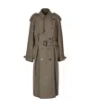 Stella Mccartney Belted Waist Herringbone Trench Coat In Green