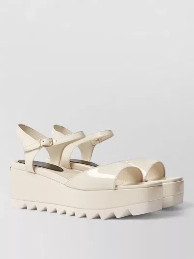 Stella Mccartney Platform Flat Sandals Open Toe Ankle Strap In White