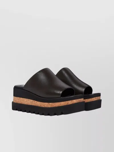 Stella Mccartney Platform Mules With Cork Midsole And Vegea In Black