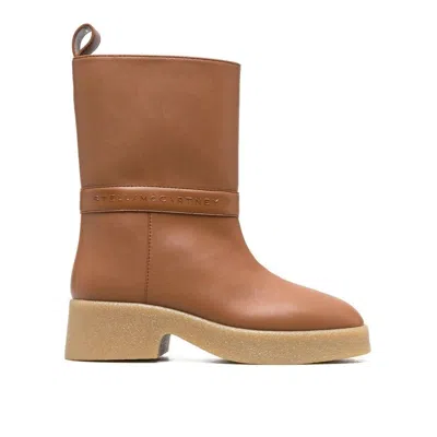 Stella Mccartney Platform Polyurethane Ankle Boot In Brown