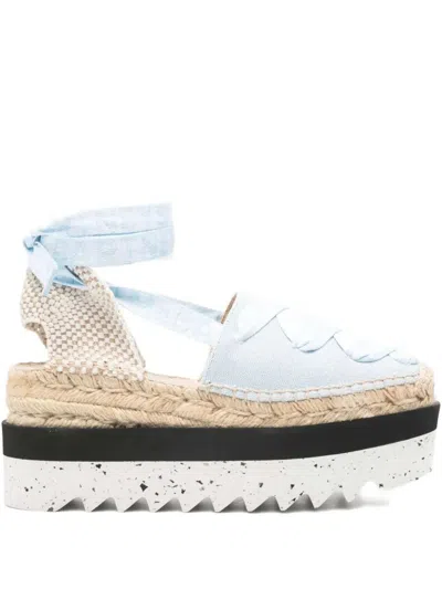 Stella Mccartney Platform Ribbon Espadrilles In Blue