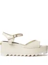 Stella Mccartney Platform Flat Sandals Open Toe Ankle Strap In White