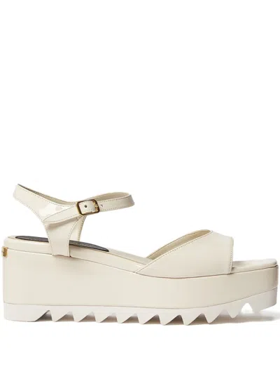 Stella Mccartney Platform Flat Sandals Open Toe Ankle Strap In White