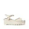 Stella Mccartney White Ankle-strap Wedges In Neutral