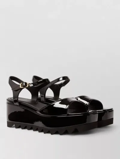 Stella Mccartney Platform Sandals Nylon Ankle Strap Silk Upper In Black