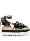 Stella Mccartney Black Organic Canvas Gaia Platform Espadrilles