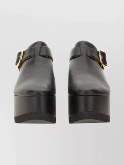 Stella Mccartney Platform Sandals With Buckle And Open Back In Black