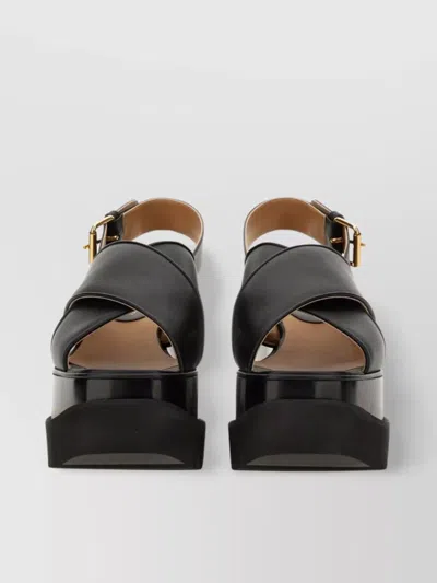 Stella Mccartney Platform Sandals With Buckle Detail And Cross Strap Design
