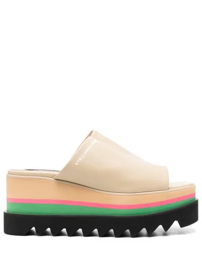 Stella Mccartney Platform-sole Slip-on Sandals In Neutrals
