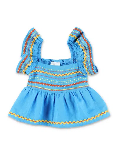 Stella Mccartney Playful Kids' Top With Colorful Embroidery And Flared Fit In Multi