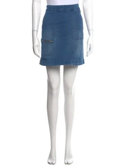 Pre-owned Stella Mccartney Pleated Accents Mini Skirt In Blue