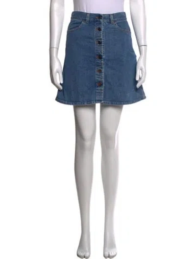 Pre-owned Stella Mccartney Pleated Accents Mini Skirt In Blue