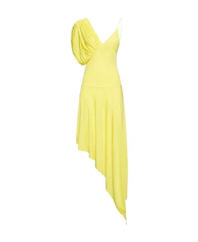 Stella Mccartney Pleated And Flowing Mini Dress In Yellow