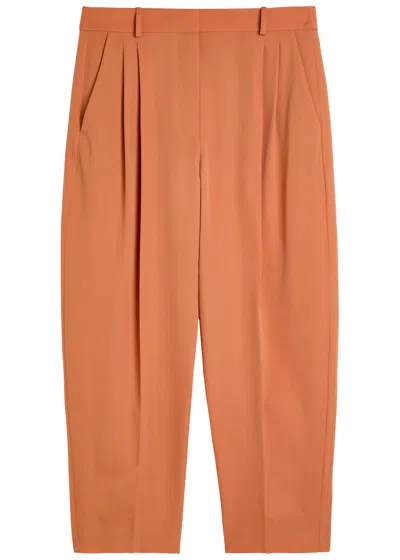 Stella Mccartney Pleated Barrel-leg Wool Trousers In Orange