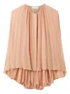 Stella Mccartney Silk Crepon Draped Pleated Blouse In Neutral