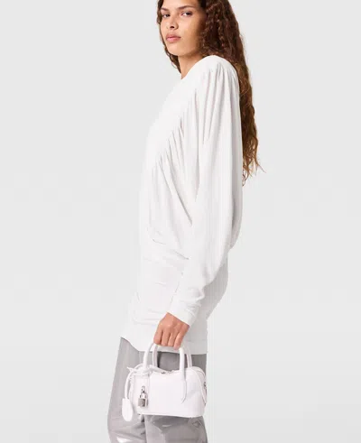 Stella Mccartney Pleated Crewneck Long-sleeve Mini Dress In White