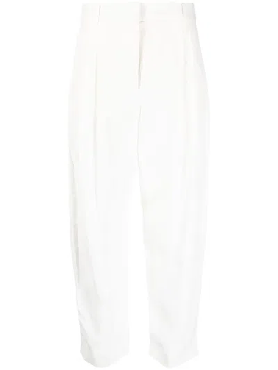 Stella Mccartney Plissierte Cropped-hose In 9001 White