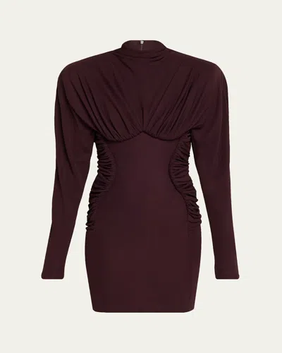 STELLA MCCARTNEY PLEATED HIGH-NECK LONG-SLEEVE MINI DRESS