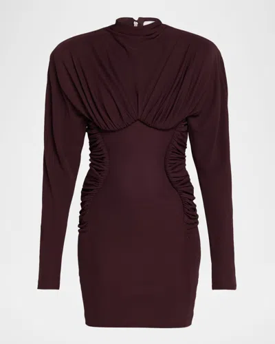 STELLA MCCARTNEY PLEATED HIGH-NECK LONG-SLEEVE MINI DRESS