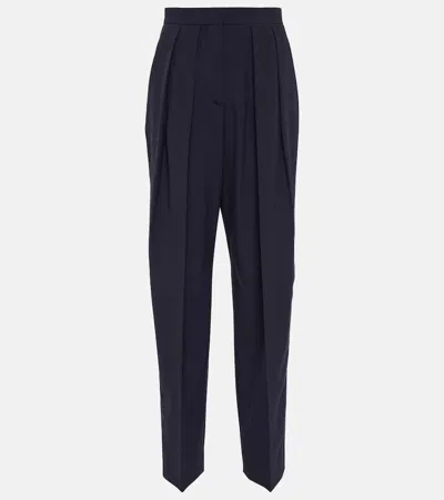 Stella Mccartney Pleated High-rise Wide-leg Pants In Ink