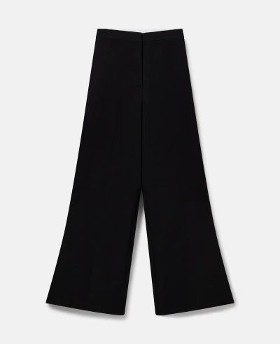 Stella Mccartney Pleated High-rise Wide-leg Wool Trousers In Midnight Black