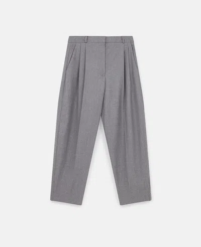 Stella Mccartney Pleated High-rise Wool Pants In Light Gray Melange