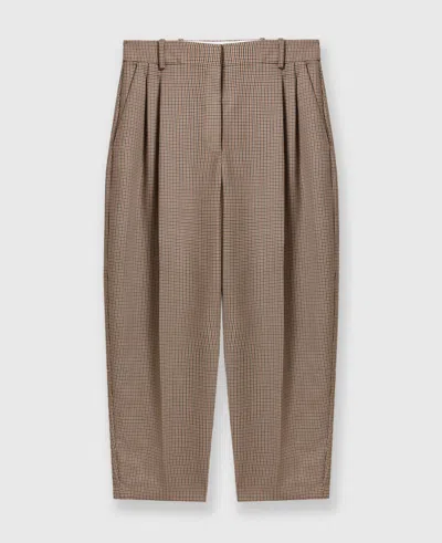 Stella Mccartney Pleated Houndstooth Wool Trousers In Brown