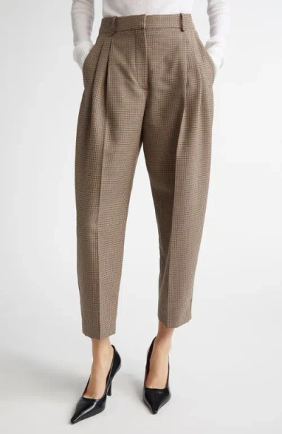 Stella Mccartney Pleated Houndstooth Wool Trousers In Multicolor Brown