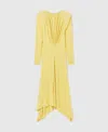 Stella Mccartney Pleated Jersey Long-sleeve Maxi Dress In Yellow